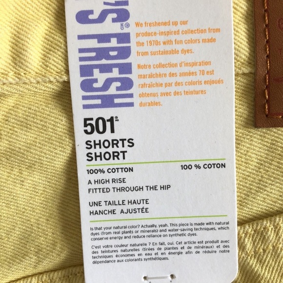 Levi’s 501 high waisted frayed denim cut off shorts yellow button fly - Picture 5 of 6